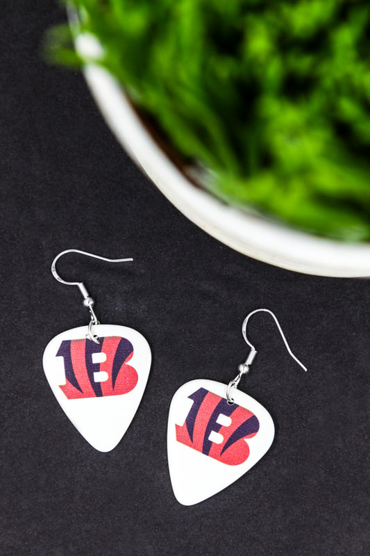 Cincy Football - guitar pick earrings