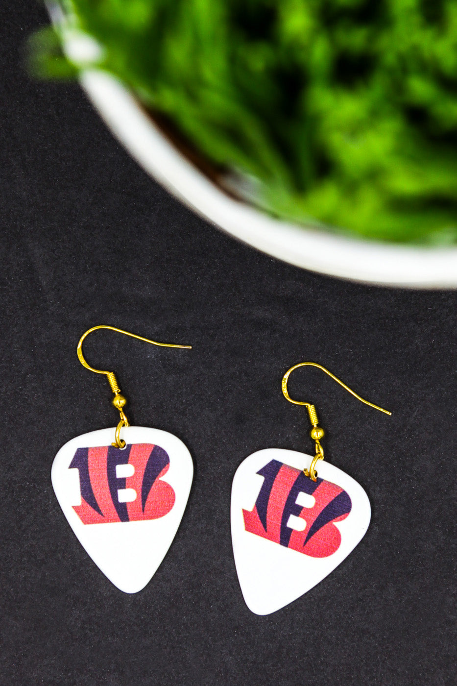 Cincy Football - guitar pick earrings